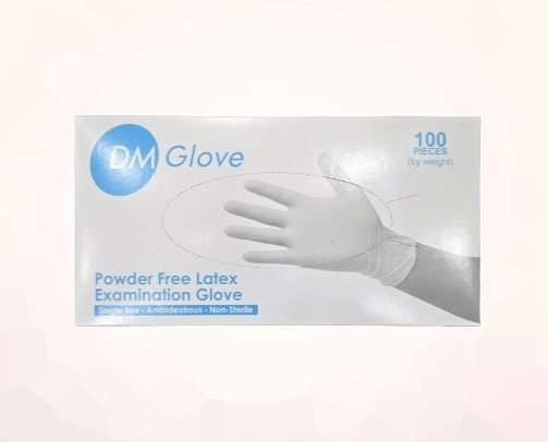 Disposable powder-free latex gloves for lash lifting, PMU, and brow lamination – 100 pcs box for beauty professionals.
