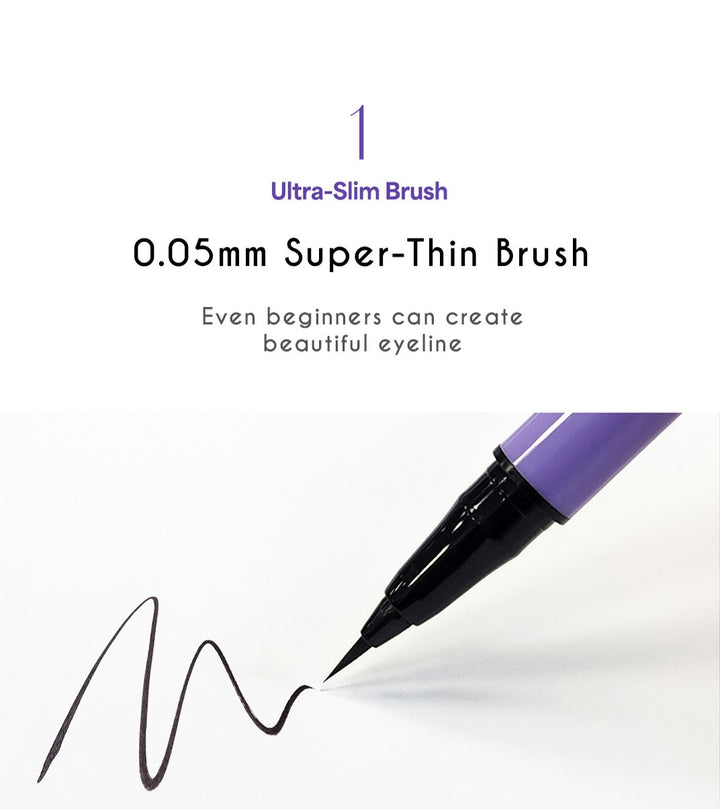Ultra fine 0.05mm liquid eyeliner pen - waterproof K-pop style makeup in deep black