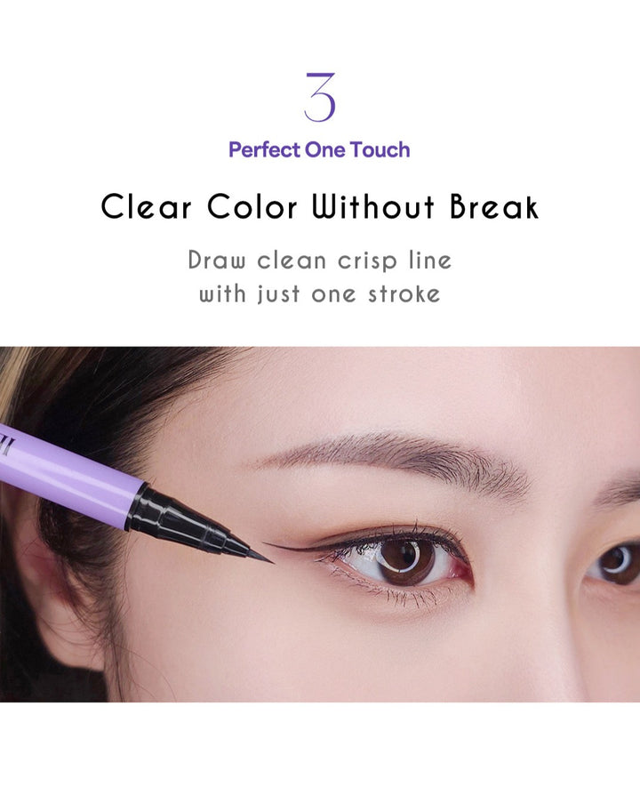 Ultra fine 0.05mm liquid eyeliner pen - waterproof K-pop style makeup in deep black