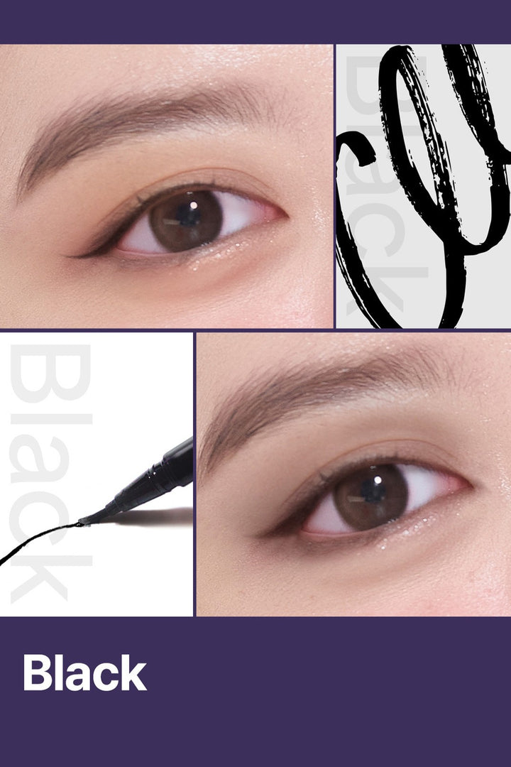 Ultra fine 0.05mm liquid eyeliner pen - waterproof K-pop style makeup in deep black