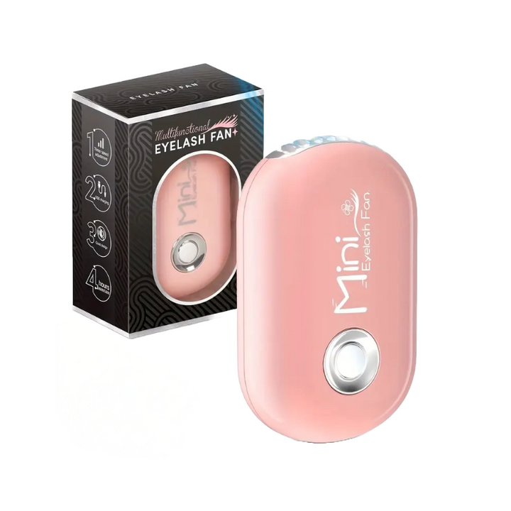 Pink USB mini fan for eyelash extensions with adjustable speed