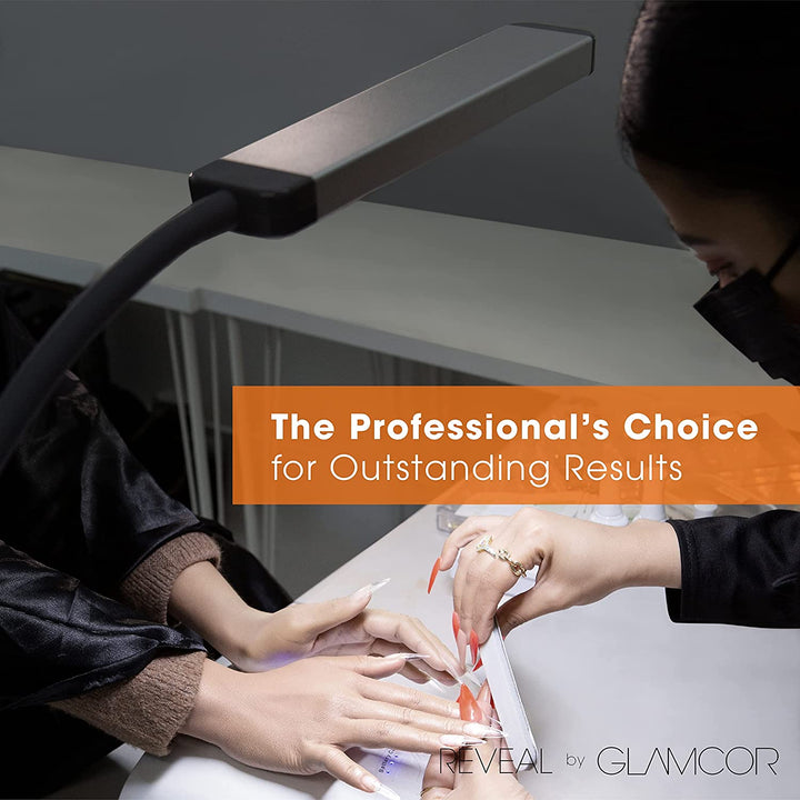 GLAMCOR Reveal Light Kit for Eyelash Extensions, Manicure and Pedicure, Beauty, Skincare Light with Table Mount Clamp - Amber Lash