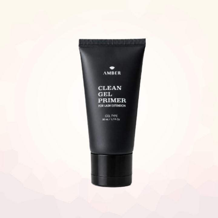Black tube of AMBER Clean Gel Primer, 50 mL, for professional eyelash extension pre-treatment