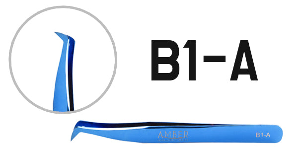 Amber Lash Blue 4 Tweezers Set with Tweezer Case