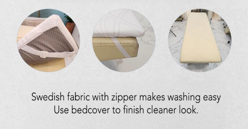 Massage and lash bed topper with soft breathable fabric cover