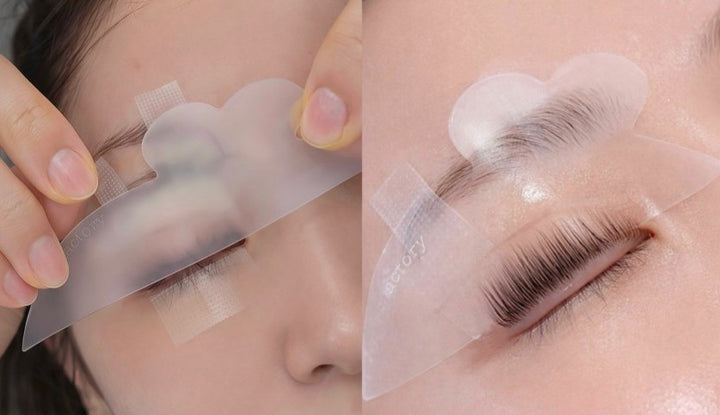 Clear silicone lash lift patch rods used for root softening and lash alignment during eyelash perm service