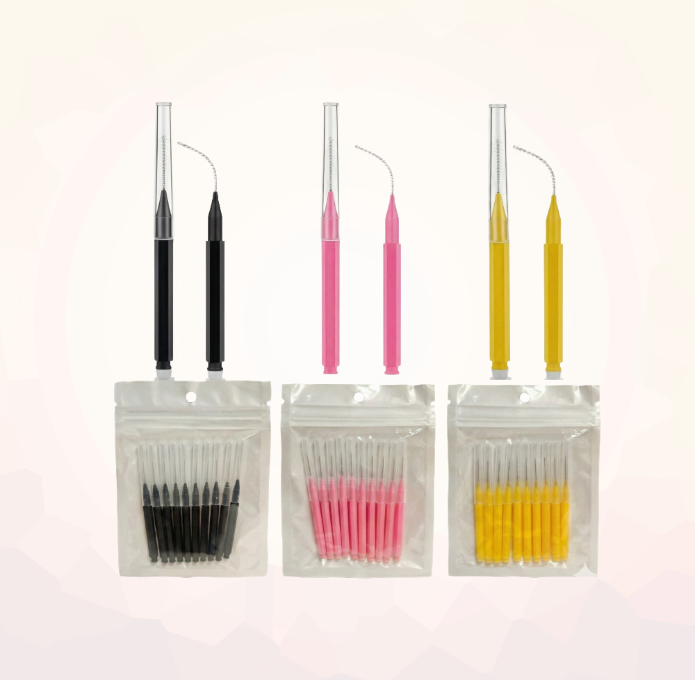 Micro eyebrow brush with cap for brow lamination and precise brow styling