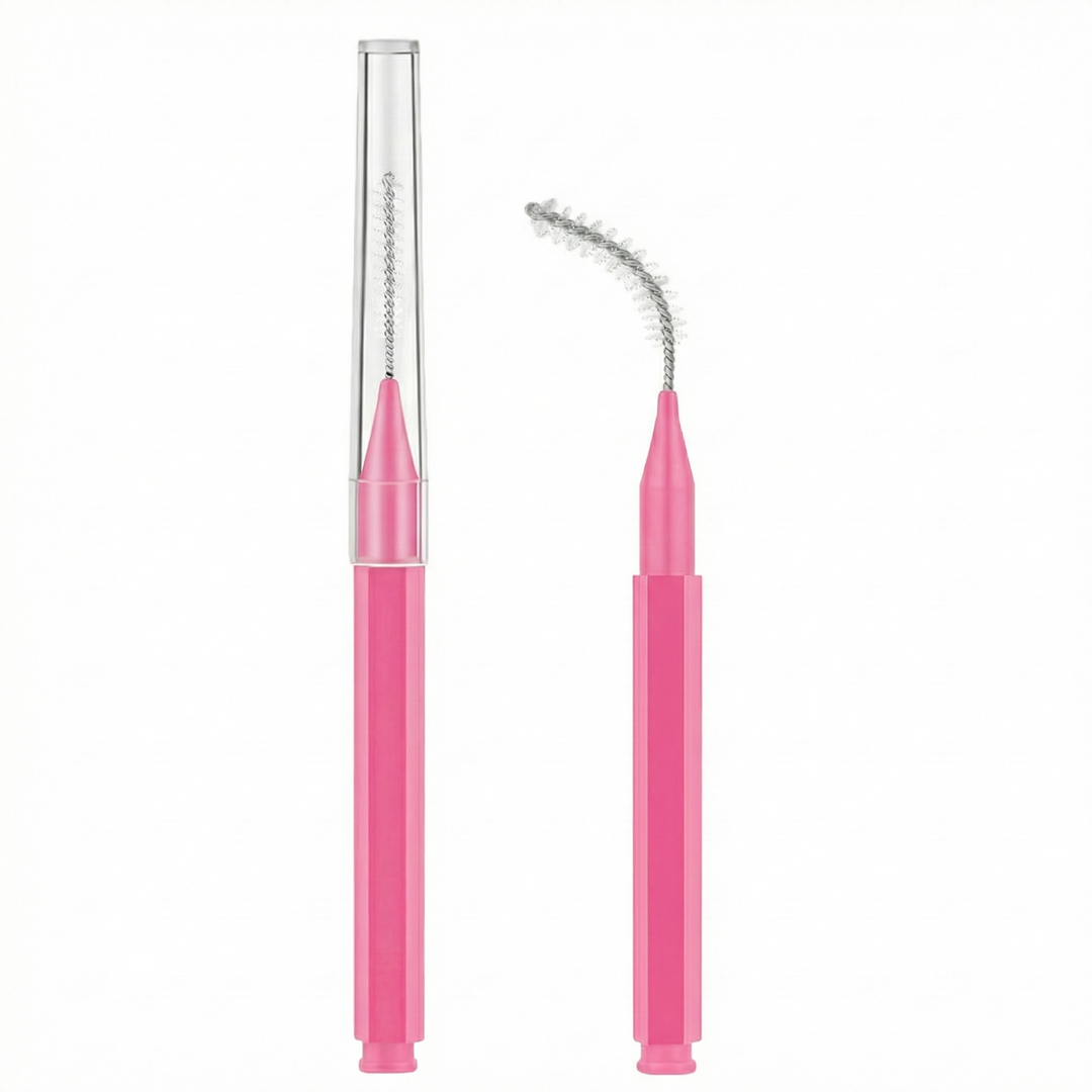 Compact eyebrow grooming brush with cap for everyday makeup routines