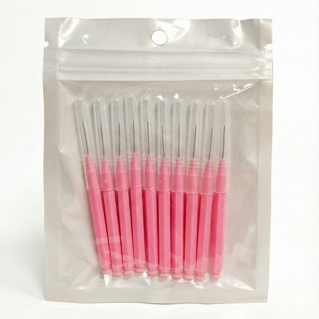 Eyebrow spoolie brush with cap for brow wax, gel, and makeup blending