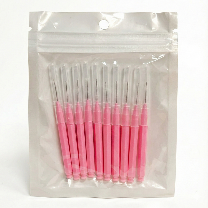 Eyebrow spoolie brush with cap for brow wax, gel, and makeup blending