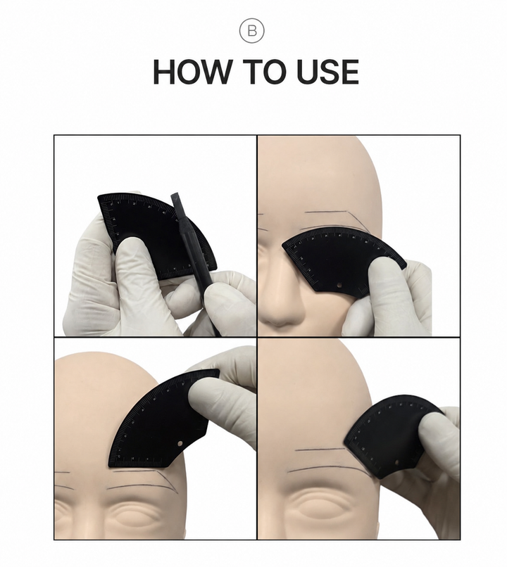 How to use Style B rounded brow ruler to map soft, balanced eyebrow shapes