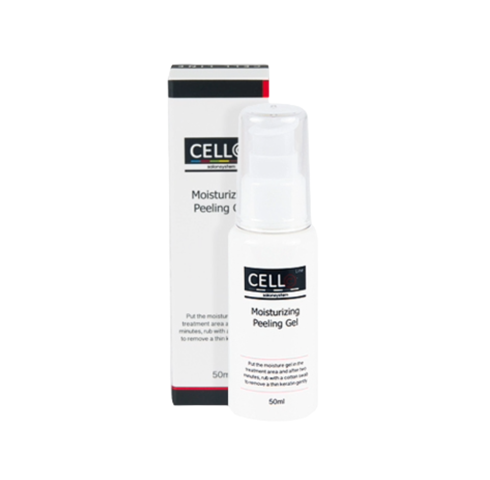 Cell moisturizing peeling gel with packaging on a white background