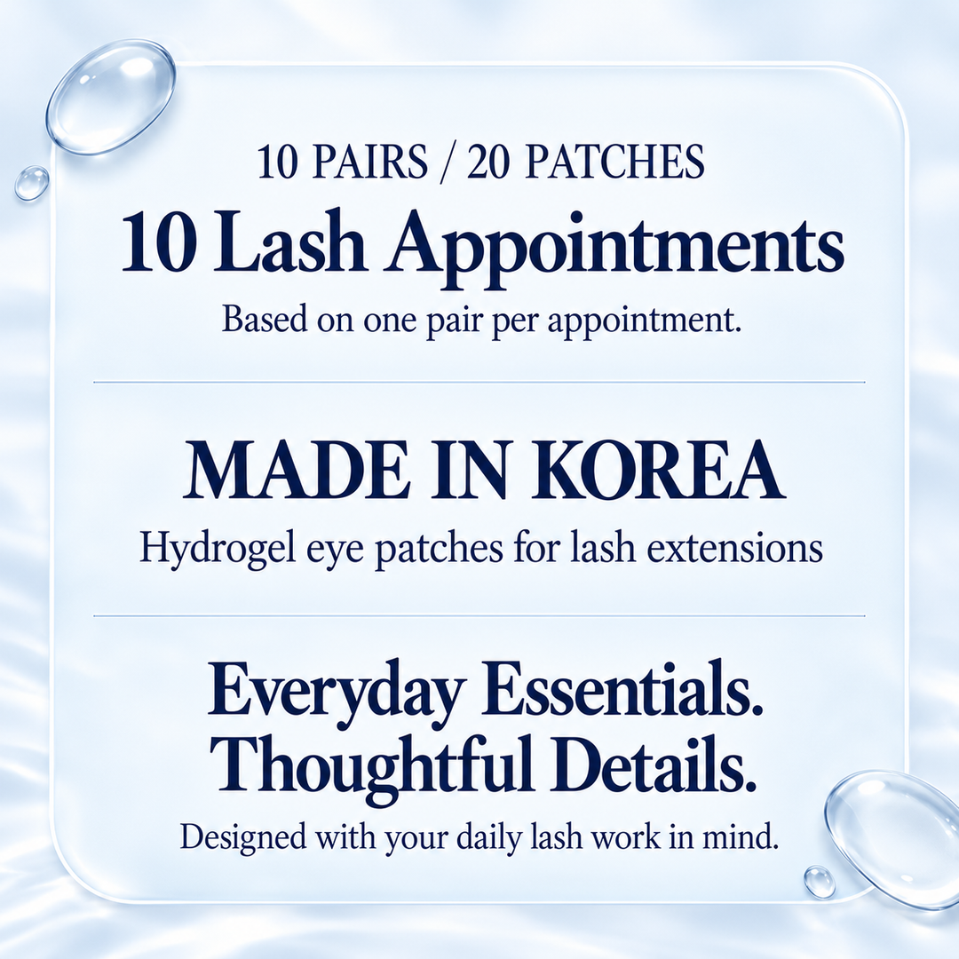 Magic Eye Patch graphic stating 10 pairs, 20 patches, 10 lash appointments, and Made in Korea.