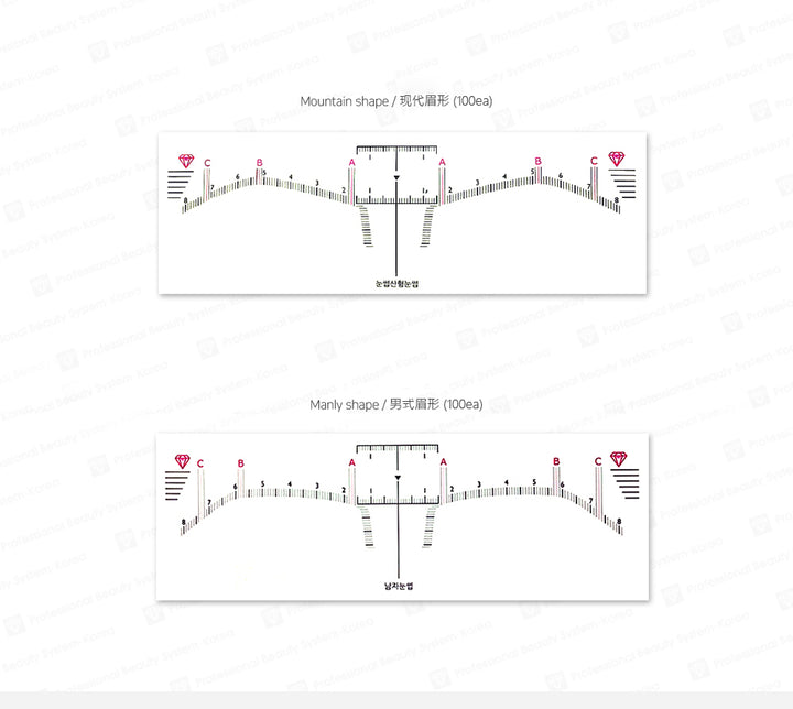 Set of eyebrow design ruler stickers for easy and precise brow mapping
