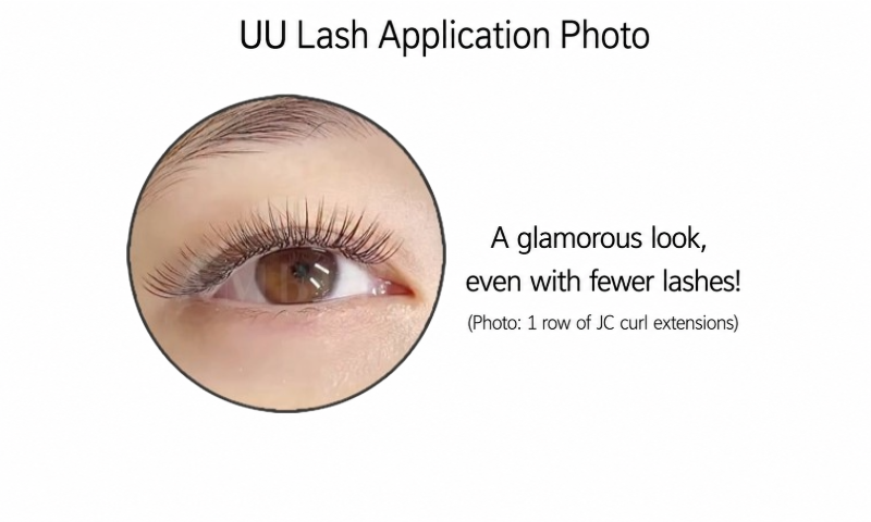 UU lash application photo showing defined volume lash result