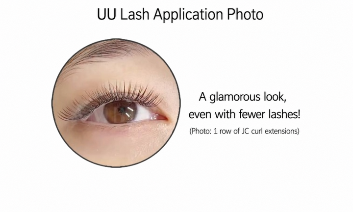 UU lash application photo showing defined volume lash result