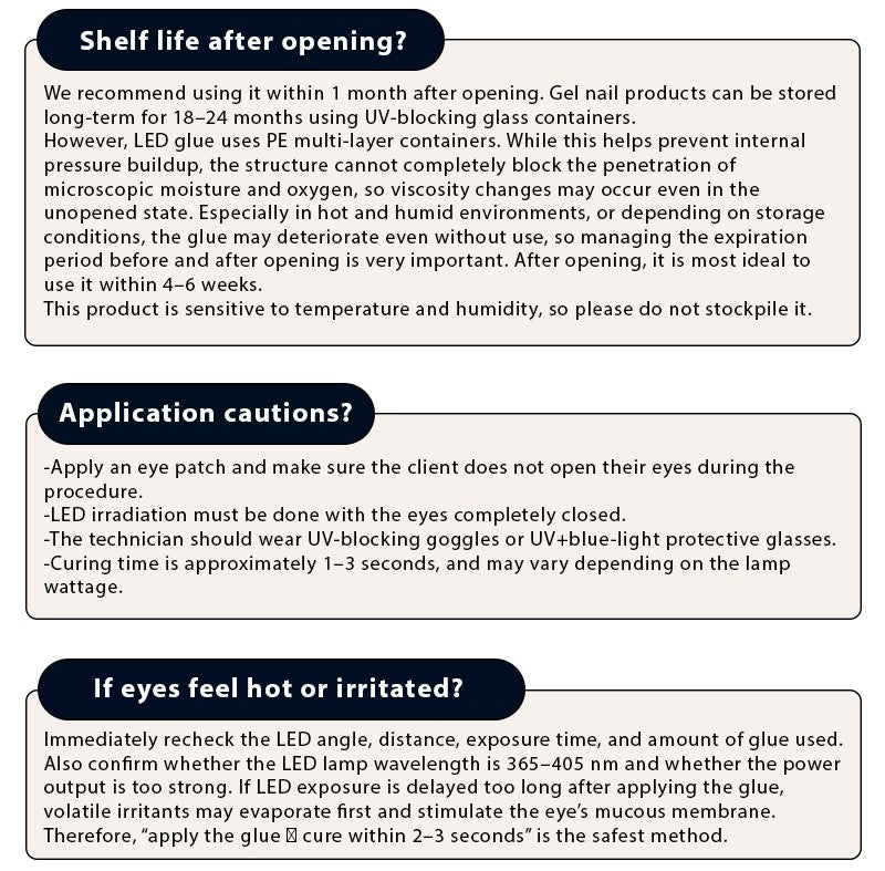 mber A+ LED lash extension glue product shot for lash artists