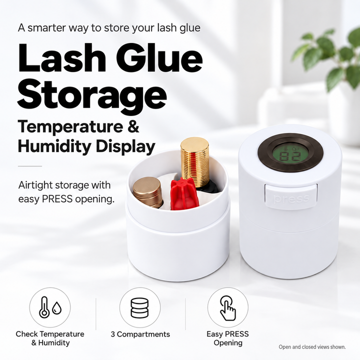 Amber Lash Glue Storage Container with Temperature & Humidity Display