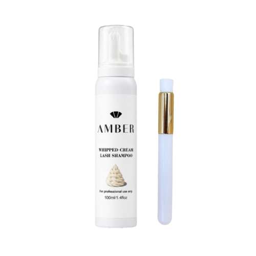 Amber Lash whipped cream lash shampoo with a brush