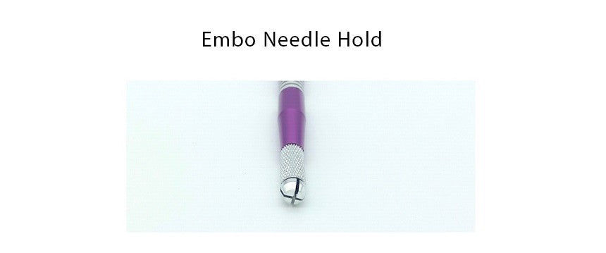 Close-up of embo-type connector end on dual connector PMU manual pen.