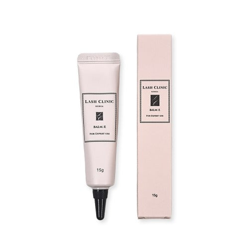 Lash Clinic BALM:E 15 g tube and matching box on a white background.