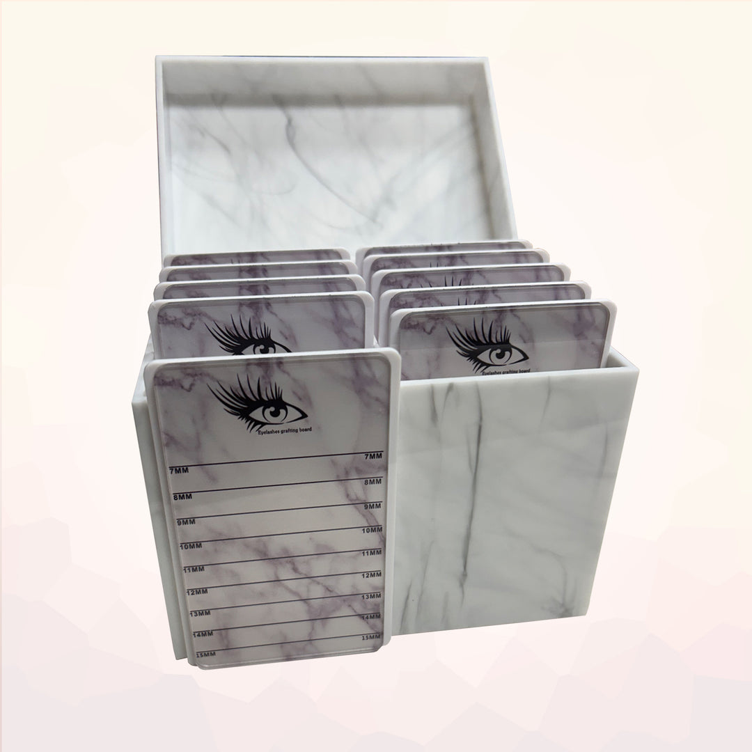 Marble acrylic 10-layer lash storage box with dustproof flip lid