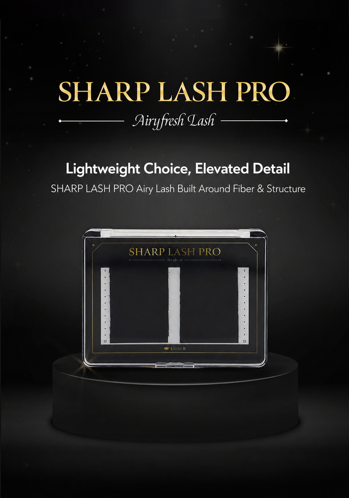Sharp Lash Pro flat lash root structure detail showing split tips, a peanut-shaped base, and a design for fuller lash looks