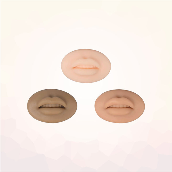 Realistic 3D Silicone Lips for Permanent Makeup Practice - 3 Pcs Set - - Amber Lash