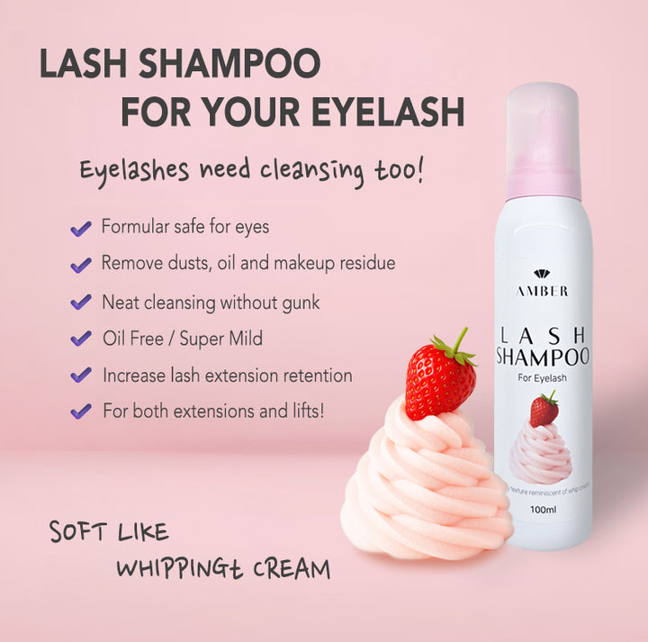 Whipped cream foam texture of Amber Lash Whipped Foam Lash Shampoo