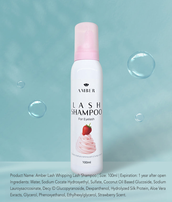 Amber Whipping Lash Shampoo bottle – Whipped Foam Lash Cleanser for Eyelash