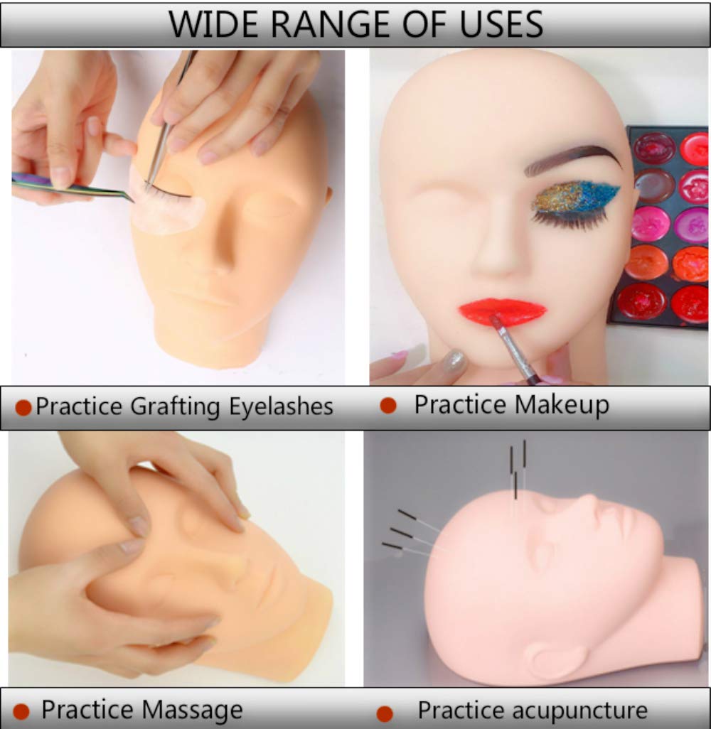 Eyelash Extensions Practice, Cosmetology Training Mannequin Head - Amber Lash