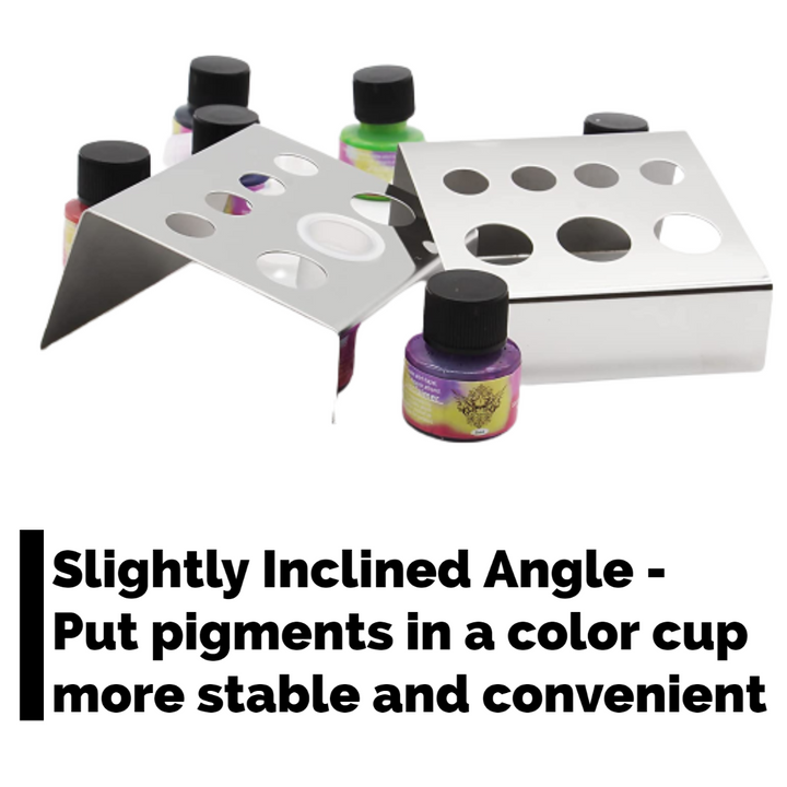 7 Holes Stainless Steel Pigment Cup Holder Stand