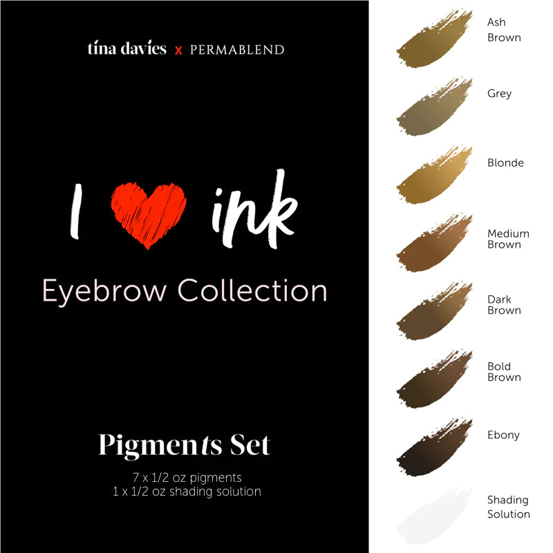 perma blend eyebrow pigments set kit chart