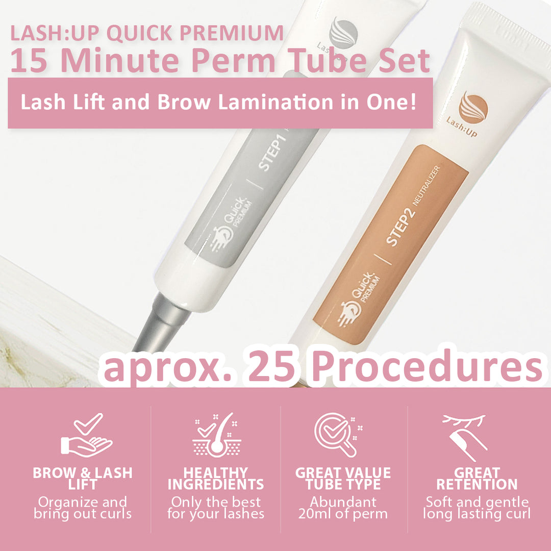 Lash up Quick Premium Eyebrow Lamination and Eyelash Lift Step 1 & 2 tube set - Amber Lash