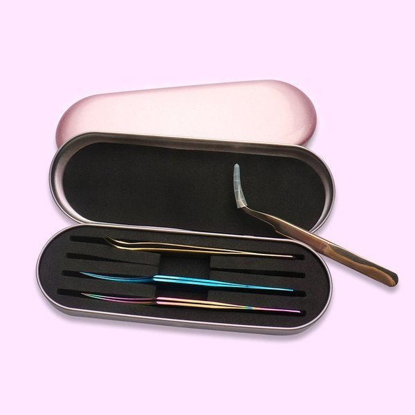 pink color tweezer case