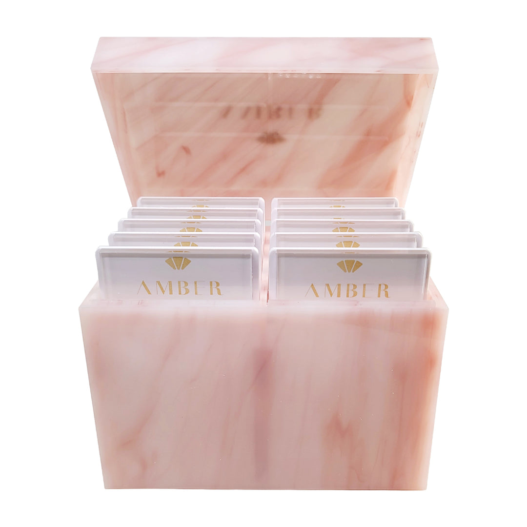 Amber Lash Pink Marble Lash Storage Box - 10 Layers - Amber Lash